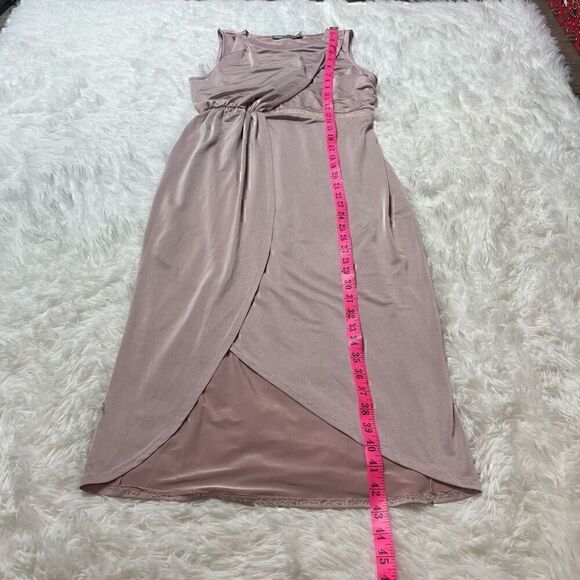 Asos Dress Satin Stretch Champagne Pink Size 4 Small Maxi Sleeveless Beaded - Picture 13 of 15